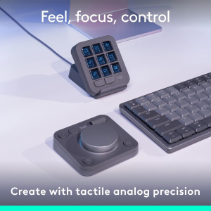 Logitech MX Creative Console, Programmable Keypad With 9 Customisable LCD Keys and Control Dial for Graphic Design, Video Editing, Photography, use with Adobe, Zoom, Spotify and...