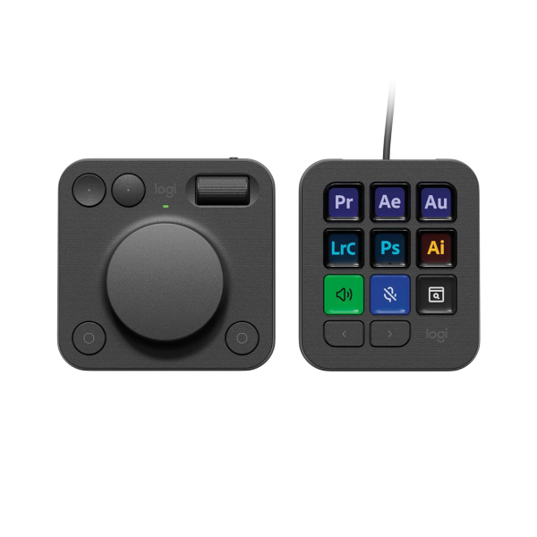Logitech MX Creative Console, Programmable Keypad With 9 Customisable LCD Keys and Control Dial for Graphic Design, Video Editing, Photography, use with Adobe, Zoom, Spotify and...
