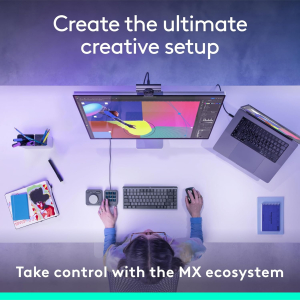 Logitech MX Creative Console, Programmable Keypad With 9 Customisable LCD Keys and Control Dial for Graphic Design, Video Editing, Photography, use with Adobe, Zoom, Spotify and...