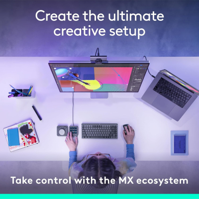 Logitech MX Creative Console, Programmable Keypad With 9 Customisable LCD Keys and Control Dial for Graphic Design, Video Editing, Photography, use with Adobe, Zoom, Spotify and...