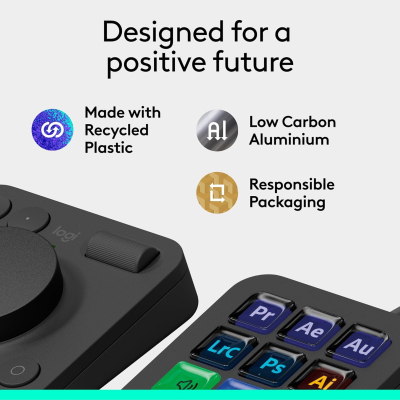 Logitech MX Creative Console, Programmable Keypad With 9 Customisable LCD Keys and Control Dial for Graphic Design, Video Editing, Photography, use with Adobe, Zoom, Spotify and...