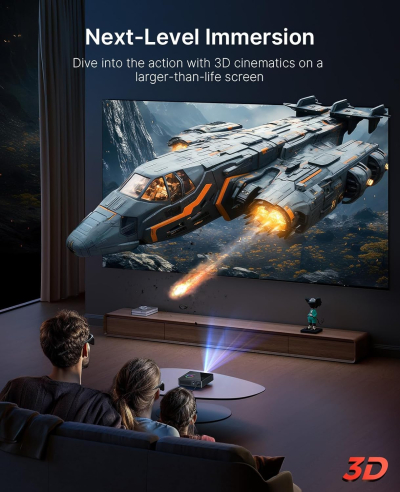 NexiGo Nova Mini, Portable Laser Projector, Google TV w/Netflix, 1080p FHD, 1200 Lumens, 15000:1 Contrast w/SAE, 3D, Auto Setup, 150" Display, 8W Dolby Audio, Portable for Home...