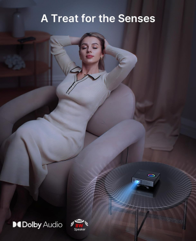 NexiGo Nova Mini, Portable Laser Projector, Google TV w/Netflix, 1080p FHD, 1200 Lumens, 15000:1 Contrast w/SAE, 3D, Auto Setup, 150" Display, 8W Dolby Audio, Portable for Home...