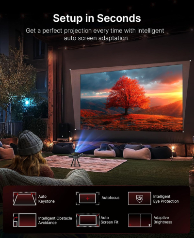 NexiGo Nova Mini, Portable Laser Projector, Google TV w/Netflix, 1080p FHD, 1200 Lumens, 15000:1 Contrast w/SAE, 3D, Auto Setup, 150" Display, 8W Dolby Audio, Portable for Home...