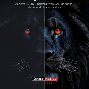 NexiGo Nova Mini, Portable Laser Projector, Google TV w/Netflix, 1080p FHD, 1200 Lumens, 15000:1 Contrast w/SAE, 3D, Auto Setup, 150" Display, 8W Dolby Audio, Portable for Home...