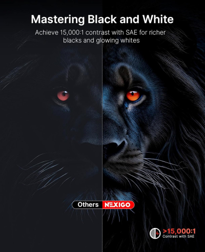 NexiGo Nova Mini, Portable Laser Projector, Google TV w/Netflix, 1080p FHD, 1200 Lumens, 15000:1 Contrast w/SAE, 3D, Auto Setup, 150" Display, 8W Dolby Audio, Portable for Home...