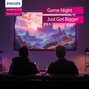 Philips, GamePix 800 smart projector, DLP, home theater, 1920 x 1080 pixels, Full HD, 120 Hz refresh rate, Google TV, 2500 ANSI lumens, black