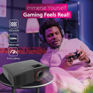 Philips, GamePix 800 smart projector, DLP, home theater, 1920 x 1080 pixels, Full HD, 120 Hz refresh rate, Google TV, 2500 ANSI lumens, black