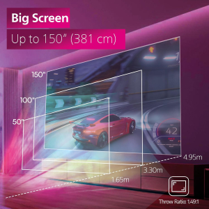 Philips, GamePix 800 smart projector, DLP, home theater, 1920 x 1080 pixels, Full HD, 120 Hz refresh rate, Google TV, 2500 ANSI lumens, black