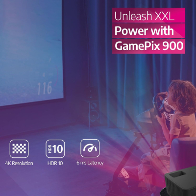 Philips, GamePix 900, 4K projector, resolution 3840 x 2160 pixels, latency of 6 ms with refresh rate of 240 Hz, 1000 lumens, ANSI, WiFi 6, black.