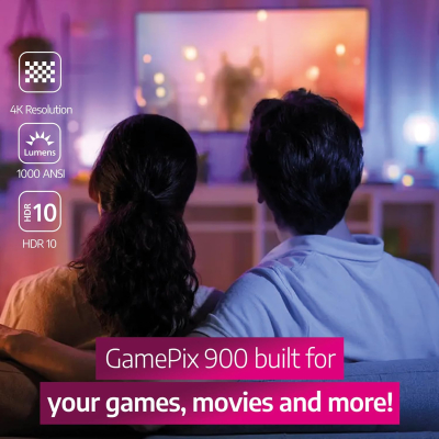 Philips, GamePix 900, 4K projector, resolution 3840 x 2160 pixels, latency of 6 ms with refresh rate of 240 Hz, 1000 lumens, ANSI, WiFi 6, black.