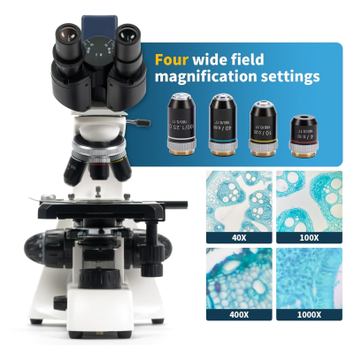 Swift DMSW-300 Compound Binocular Microscope, 40X-1600X Magnification, Rechargeable Digital Lab Microscope with 3MP Swiftcam, LED Illumination, Semi-Plan Objectives, Compatible...