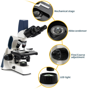 Swift DMSW-300 Compound Binocular Microscope, 40X-1600X Magnification, Rechargeable Digital Lab Microscope with 3MP Swiftcam, LED Illumination, Semi-Plan Objectives, Compatible...