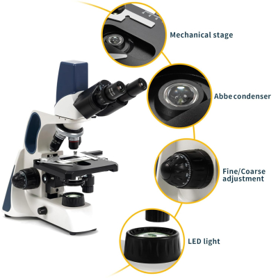 Swift DMSW-300 Compound Binocular Microscope, 40X-1600X Magnification, Rechargeable Digital Lab Microscope with 3MP Swiftcam, LED Illumination, Semi-Plan Objectives, Compatible...