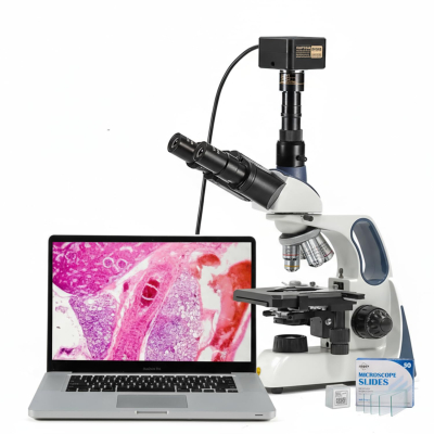 Swift DMSW-300 Compound Binocular Microscope, 40X-1600X Magnification, Rechargeable Digital Lab Microscope with 3MP Swiftcam, LED Illumination, Semi-Plan Objectives, Compatible...