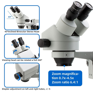 SWIFT S7-B520-144 3.5X-90X Binocular Stereo Dissecting Microscope, WF10X Eyepieces, 0.7X-4.5X Objective Power, 0.5X 2.0X Additional Objective Lenses, 144-Bulb LED Ring Light,...