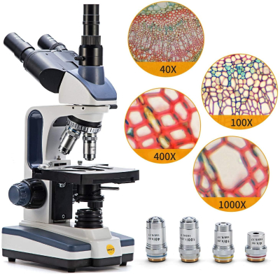 Swift SW350T Compound Trinocular Microscope,40X-2500X Magnification,Two-Layer Mechanical Stage,with 5.0 mp Camera and Software Windows/Mac Compatible and 5 PCS Prepared Slides...
