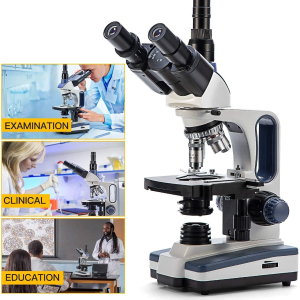 Swift SW350T Compound Trinocular Microscope,40X-2500X Magnification,Two-Layer Mechanical Stage,with 5.0 mp Camera and Software Windows/Mac Compatible and 5 PCS Prepared Slides...
