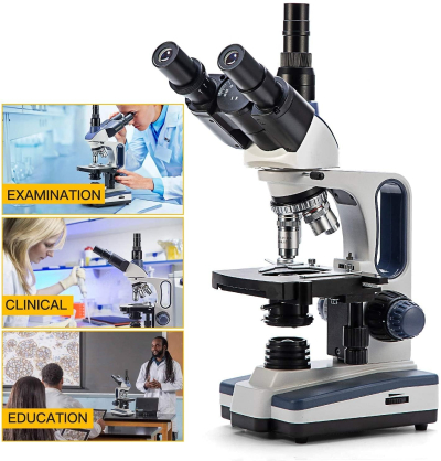 Swift SW350T Compound Trinocular Microscope,40X-2500X Magnification,Two-Layer Mechanical Stage,with 5.0 mp Camera and Software Windows/Mac Compatible and 5 PCS Prepared Slides...
