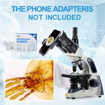 SWIFT SW380T Compound Trinocular Microscope, 40-2500X Magnification, Siedentopf Head, Dual Layer Mechanical Table with 5.0MP Camera and Software, and 100 Blank Slides