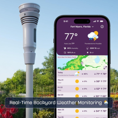 Tempest Weather Station with AI Forecasting, Wireless WiFi Weather Station with Built-In Wind Meter & Rain Gauge, Real-Time Weather, App & Alexa | Smart Home Weather Station