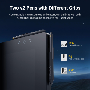 Xencelabs Pen Display 24 Drawing Monitor 4K with Quick Keys 99% Adobe RGB Professional Graphic Drawing Display 2 Battery-Free Pens 8192 Levels Pressure for Windows/Mac/Linux