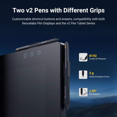 Xencelabs Pen Display 24 Drawing Monitor 4K with Quick Keys 99% Adobe RGB Professional Graphic Drawing Display 2 Battery-Free Pens 8192 Levels Pressure for Windows/Mac/Linux
