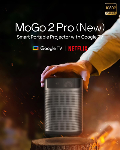 XGIMI MoGo 2 Pro (New) Smart Portable Projector, 1080P Mini Projector, Google TV with Licensed Netflix, 430 ISO Lumens, 2 x 8W Sound, Autofocus, Intelligent Screen