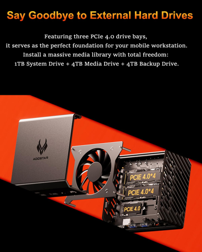 AOOSTAR GT68 mini pc ryzen7 Pro 6850H(4.7GHz Defeat 6650u/6800h/6850u) micro computer,32G RAM 6400MT/s 1TB M.2 SSD(3-slots), Oculink / USB4.0 /4K 3-Displays / 2.5G RJ45*2 /...