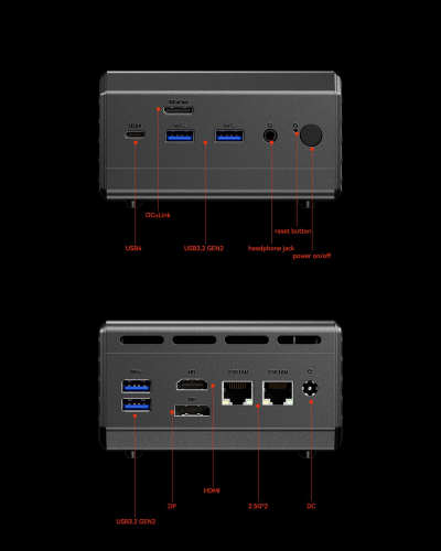 AOOSTAR GT68 mini pc ryzen7 Pro 6850H(4.7GHz Defeat 6650u/6800h/6850u) micro computer,32G RAM 6400MT/s 1TB M.2 SSD(3-slots), Oculink / USB4.0 /4K 3-Displays / 2.5G RJ45*2 /...