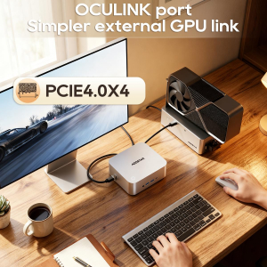 AOOSTAR MACO mini pc Ryzen7 H255(8C/16T,4.9GHz) 780M GPU fast Barebones desktop computer, Dual DDR5 RAM Two M.2 SSD, Fingerprint unlock, USB4.0x2, Oculink, HDMI,DP,USBx4,2.5G...