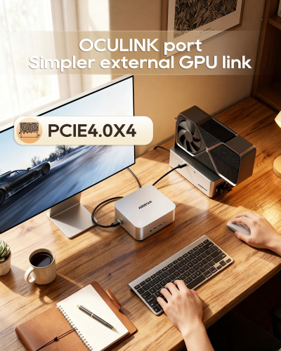 AOOSTAR MACO mini pc Ryzen7 H255(8C/16T,4.9GHz) 780M GPU fast Barebones desktop computer, Dual DDR5 RAM Two M.2 SSD, Fingerprint unlock, USB4.0x2, Oculink, HDMI,DP,USBx4,2.5G...