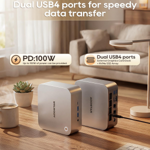 AOOSTAR MACO mini pc Ryzen7 H255(8C/16T,4.9GHz) 780M GPU fast Barebones desktop computer, Dual DDR5 RAM Two M.2 SSD, Fingerprint unlock, USB4.0x2, Oculink, HDMI,DP,USBx4,2.5G...