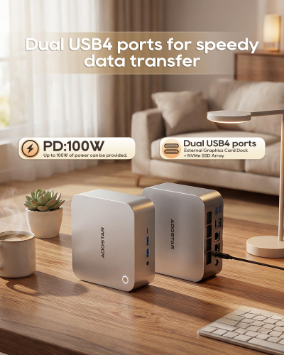 AOOSTAR MACO mini pc Ryzen7 H255(8C/16T,4.9GHz) 780M GPU fast Barebones desktop computer, Dual DDR5 RAM Two M.2 SSD, Fingerprint unlock, USB4.0x2, Oculink, HDMI,DP,USBx4,2.5G...