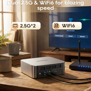 AOOSTAR MACO mini pc Ryzen7 H255(8C/16T,4.9GHz) 780M GPU fast Barebones desktop computer, Dual DDR5 RAM Two M.2 SSD, Fingerprint unlock, USB4.0x2, Oculink, HDMI,DP,USBx4,2.5G...