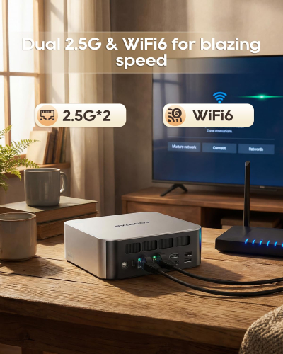 AOOSTAR MACO mini pc Ryzen7 H255(8C/16T,4.9GHz) 780M GPU fast Barebones desktop computer, Dual DDR5 RAM Two M.2 SSD, Fingerprint unlock, USB4.0x2, Oculink, HDMI,DP,USBx4,2.5G...