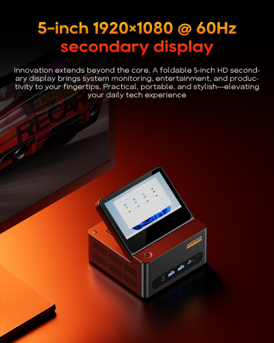 AOOSTAR mini pc GFLIP ryzen 7 pro 8845HS(5.1GHz AI Processor) 24G DDR5 1T SSD gaming computer,Radeon 780M Micro desktop,USB4x2,OCuLink eGPU,HDMI2.1,USBx4,Fingerprint Unlock,5"...