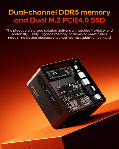 AOOSTAR mini pc GFLIP ryzen 7 pro 8845HS(5.1GHz AI Processor) 24G DDR5 1T SSD gaming computer,Radeon 780M Micro desktop,USB4x2,OCuLink eGPU,HDMI2.1,USBx4,Fingerprint Unlock,5"...