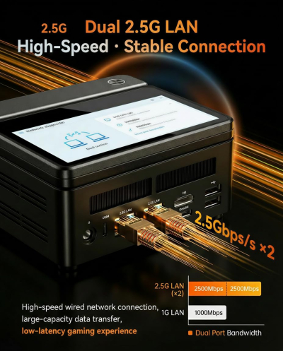AOOSTAR mini pc GFLIP ryzen 7 pro 8845HS(5.1GHz AI Processor) 24G DDR5 1T SSD gaming computer,Radeon 780M Micro desktop,USB4x2,OCuLink eGPU,HDMI2.1,USBx4,Fingerprint Unlock,5"...