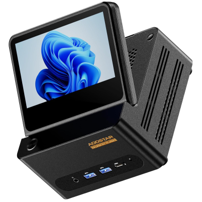 AOOSTAR mini pc GFLIP ryzen 7 pro 8845HS(5.1GHz AI Processor) 24G DDR5 1T SSD gaming computer,Radeon 780M Micro desktop,USB4x2,OCuLink eGPU,HDMI2.1,USBx4,Fingerprint Unlock,5"...