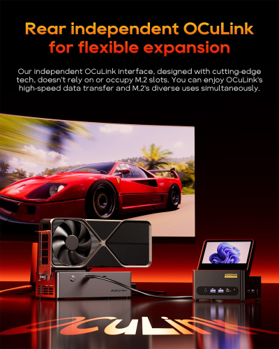 AOOSTAR mini pc GFLIP ryzen 7 pro 8845HS(5.1GHz AI Processor) 24G DDR5 1T SSD gaming computer,Radeon 780M Micro desktop,USB4x2,OCuLink eGPU,HDMI2.1,USBx4,Fingerprint Unlock,5"...
