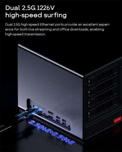 AOOSTAR NAS Mini PC 4Bay SATA HDD Storage,Ryzen7 5825U Dual DDR4 RAM Two M.2 SSD Slots Desktop NASync Computer, 2 * 2.5GbE / 4k HDMI/TF Card port/TYPE-C Network Attached Storage...