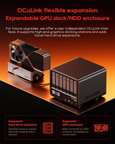 AOOSTAR WTR MAX NAS 11bays(6bay SATA HDD + 5bay M.2 SSD) storage,Barebone mini pc Ryzen7 Pro 8845HS, Dual DDR5 RAM, NASync with Oculink / USB4 / 2 x 10GbE SFP+ / 2 x 2.5GbE.(NAS...