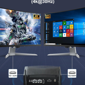 Baieyu Fanless Mini PC Core i5-8260U, Industrial Fanless PC Windows 11 Pro 16GB RAM DDR4 512GB SSD, 2×HD, 2×RS232 COM, 2×RJ45 LAN, 4×USB 3.0, 4×USB 2.0, Auto Power On