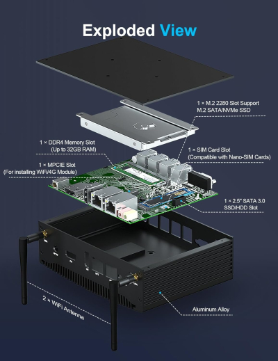 Baieyu Industrial Mini PC Windows 11 Pro, Fanless Desktop PC with Core i5-8260U, 16GB RAM DDR4 1TB SSD, 2 Gigabit Ethernet, 2 HD, 2 RS232 COM, 4 USB3.0, 4 USB2.0, BT4.2, Auto...