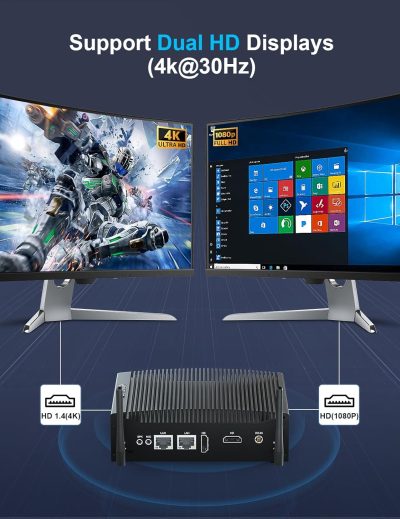 Baieyu Industrial Mini PC Windows 11 Pro, Fanless Desktop PC with Core i5-8260U, 16GB RAM DDR4 1TB SSD, 2 Gigabit Ethernet, 2 HD, 2 RS232 COM, 4 USB3.0, 4 USB2.0, BT4.2, Auto...