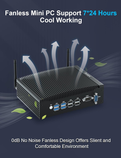 Baieyu Industrial Mini PC Windows 11 Pro, Fanless Desktop PC with Core i5-8260U, 16GB RAM DDR4 1TB SSD, 2 Gigabit Ethernet, 2 HD, 2 RS232 COM, 4 USB3.0, 4 USB2.0, BT4.2, Auto...