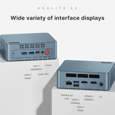 BOSGAME E2 Mini PC Ryzen 5 3550H Processor(4C/8T, Up to 3.7 Ghz) 16GB RAM 512GB NVMe SSD Mini Desktop Computers, Type-C, Dual HDMI 2.0, RJ45 LAN, Wi-Fi5/BT 5.0, for Business and...