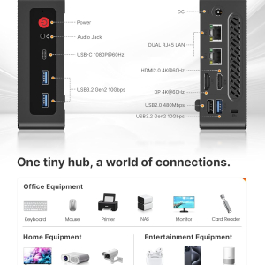 BOSGAME E4 Home-Office-Mini PC, Ryzen 5 3550H (Beats N150, up to 3.7 GHz), 16 GB DDR4 RAM 512 GB NVMe SSD, Mini Computer, 4K Triple Display, HDMI, USB-C, DP, Dual LAN, Wi-Fi 5,...