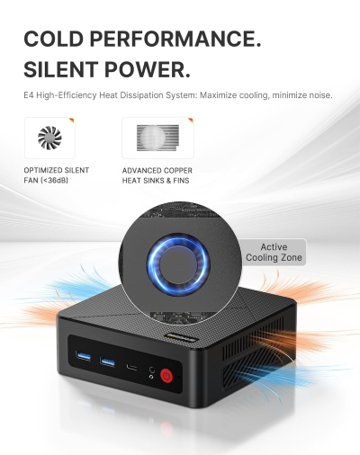BOSGAME E4 Home-Office-Mini PC, Ryzen 5 3550H (Beats N150, up to 3.7 GHz), 16 GB DDR4 RAM 512 GB NVMe SSD, Mini Computer, 4K Triple Display, HDMI, USB-C, DP, Dual LAN, Wi-Fi 5,...